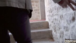 Mature man fucks hardcore a 19 yo red haired licks her twat and she takes facial