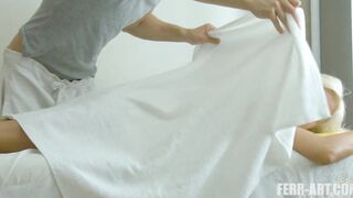 Blonde teenagers gets her sweet cunt banged! by masseur