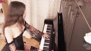 He seduces his super sexy stepsister as she plays the piano for an irresistible threesome boned with his mistress