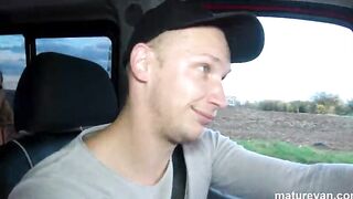 Boy gets to fucked four ladies inside the MatureVan