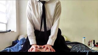 18yr older cousin fucks me before school inside uniform reaching shaking orgasm