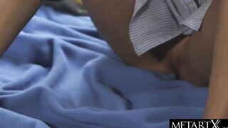 sexy Goddess blonde goes face down butt up as she massage her snatch