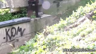 Desperate girls must peeing inside outside park but got caught on camera