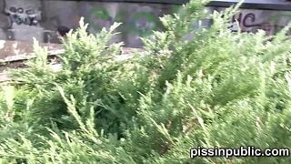 Desperate girls must peeing inside outside park but got caught on camera