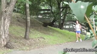 Desperate girls must peeing inside outside park but got caught on camera