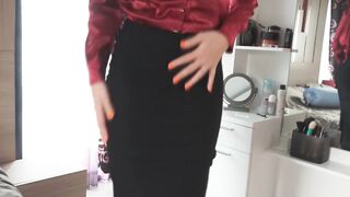 312 My soak cunt inside a tightly pencil skirt makes rough into your trousers
