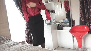 312 My soak cunt inside a tightly pencil skirt makes rough into your trousers