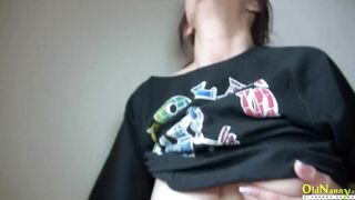 OldNannY Vulgar Older Woman Solo Finger Fuck