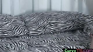 Chubby lady boy ejaculates after masturbating