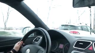 Fucking myself while driving, My cunt outdoors