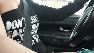 Fucking myself while driving, My cunt outdoors
