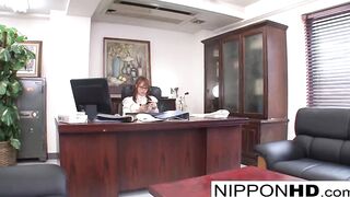 Japanese secretary masturbates at her desk