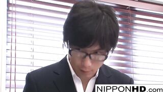 Japanese secretary masturbates at her desk