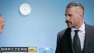 Brazzers - Huge Breasts Boss Audrey Biton Blows Long Penis into the Office