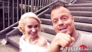 HITZEFREI.dating CAUGHT by POLICE: Blonde cunt with mouth Pounded OUTDOORS (Arteya)