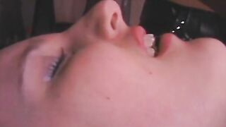 Old domina has no mercy for the tiny titted of her shy sub