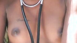Slutty nurse riding rough penis and gets a cunt full on couch