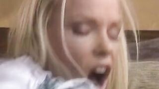Big Titted blond bimbo takes it inside her soak twat