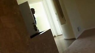 Lady has titfuck and blows buff male into there bed room