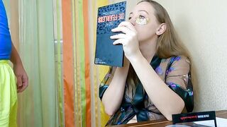 Step sister Gets Cum on her Hair and uses Sperm as a mask