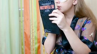 Step sister Gets Cum on her Hair and uses Sperm as a mask