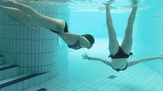 Nastya undresses Libuse into the pool like a dyke