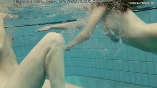 Nastya undresses Libuse into the pool like a dyke