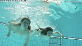 Nastya undresses Libuse into the pool like a dyke