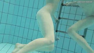 Nastya undresses Libuse into the pool like a dyke