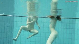 Nastya undresses Libuse into the pool like a dyke