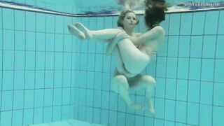 Nastya undresses Libuse into the pool like a dyke