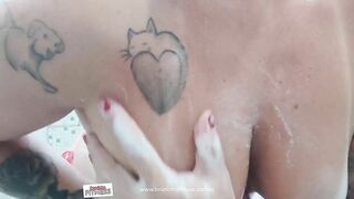 Crazy Sexy Brazilian butt taking shower and getting soak - Soak Lingerie Huge Melons Huge Booty