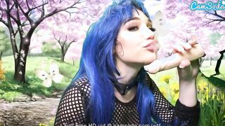 Hot Barely Legal riding Sybian while blowing multiple floating vibrators