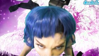 Hot Barely Legal riding Sybian while blowing multiple floating vibrators