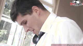 German petite blonde secretary cougar pounded into business office