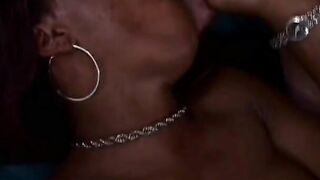 Bombshell african skank gets gang plowed by 3 rough dick dudes