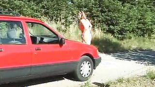 Inside Wald gefahren und die geile Sau gefickt