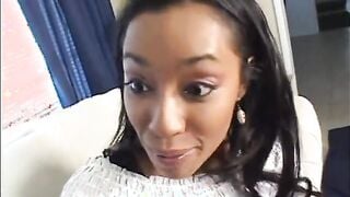 Lightskinned ebony vixen and young black lesbian plowed with vibrator