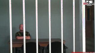 Big Boobed ebony haired lawyer fucks with a prisoner inside the jail