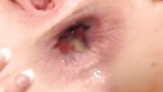 Beauty blonde into red gets choked and boned by 2 men