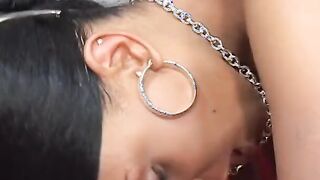 Dyke women bends over and gets satisfaction by african cunt with mouth