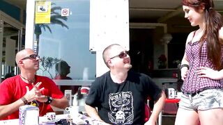 Beach restaurant pickup deep throats and banged!