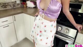Delusional long boobs 19 yo stepsister Penelope Kay fucks imaginary stepbro