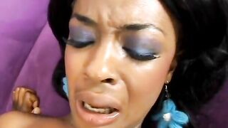 Mutant ebony dick fucks slender black