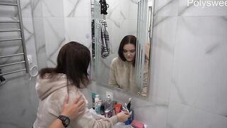 Sucking Off inside the restroom and a well-aimed shot into the eye
