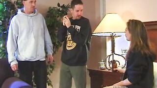 View her suck penis while his friend fucks her into the butt