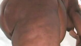 Huge ebony woman takes takes 3 cocks at the same time