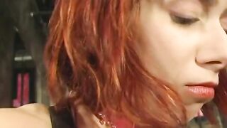 Beauty long boob red haired tied and dominated by old blonde