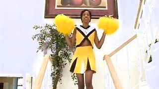 Vulgar african cheerleader taking white dick