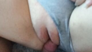 rubbing cunt, hand job and cum on her panties